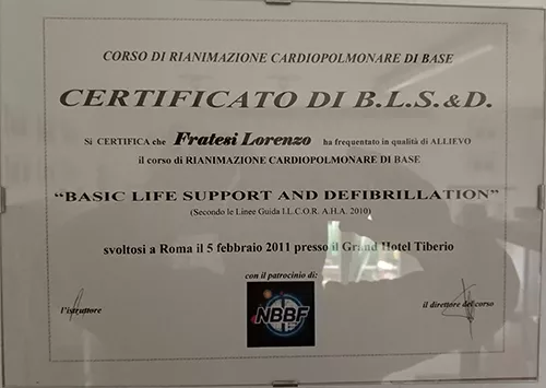 Certificato di B.L.S.&D.